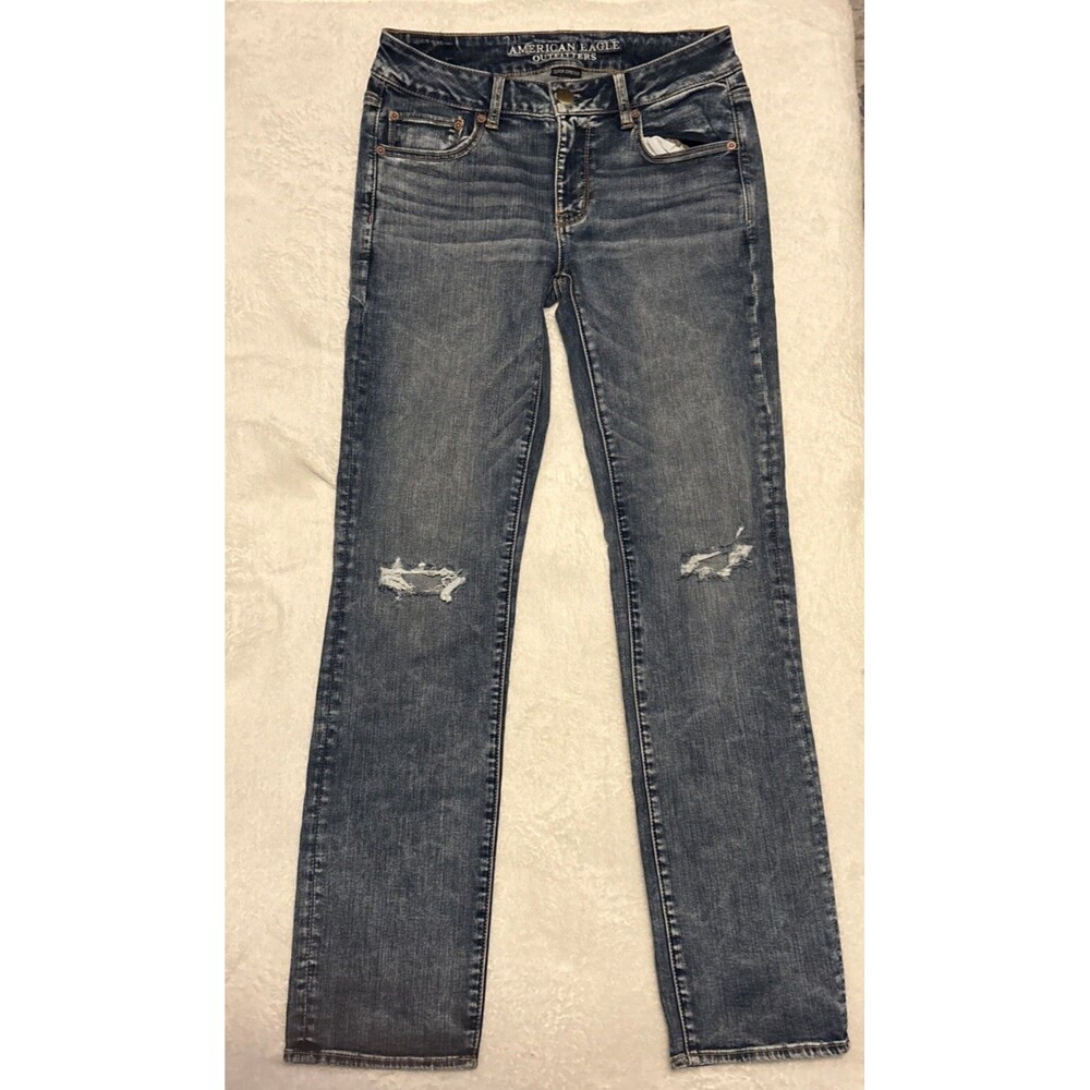 American Eagle Super Stretch Distressed Denim Jeans Womens Size 8 Regular Medium